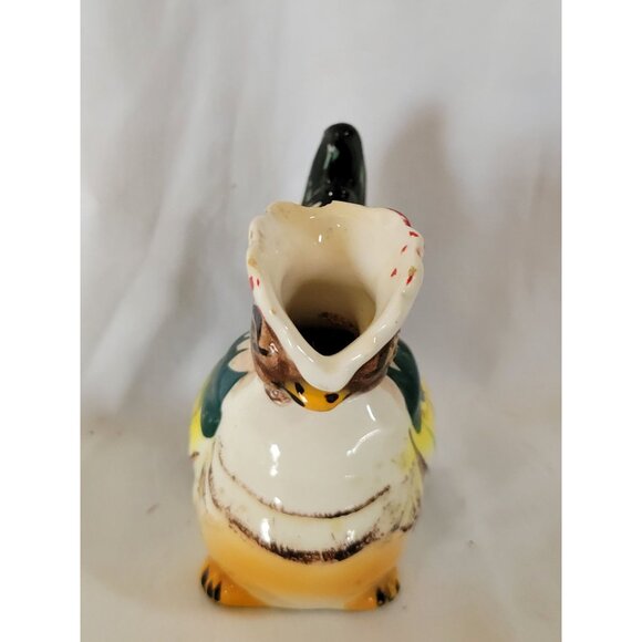 Vintage 1950s Hand-Painted Miniature Ceramic Rooster Pitcher Jug 3" Tall Japan - Picture 8 of 9